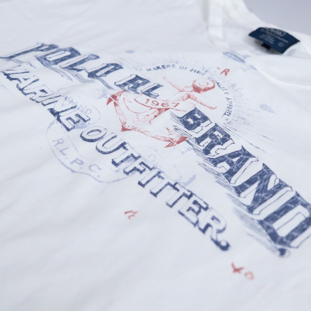 Vintage Polo Ralph Lauren T Shirt Mens L White Marine Outfitter Graphic Tee - Picture 5 of 10